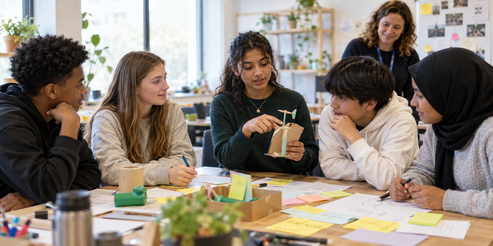 Young people sharing a prototype during an entrepreneurship workshop